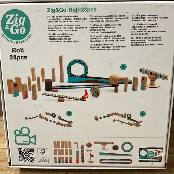New! Djeco Zig & Go Roll Action Chain Reaction Wood Construction Set - Picture 7 of 10